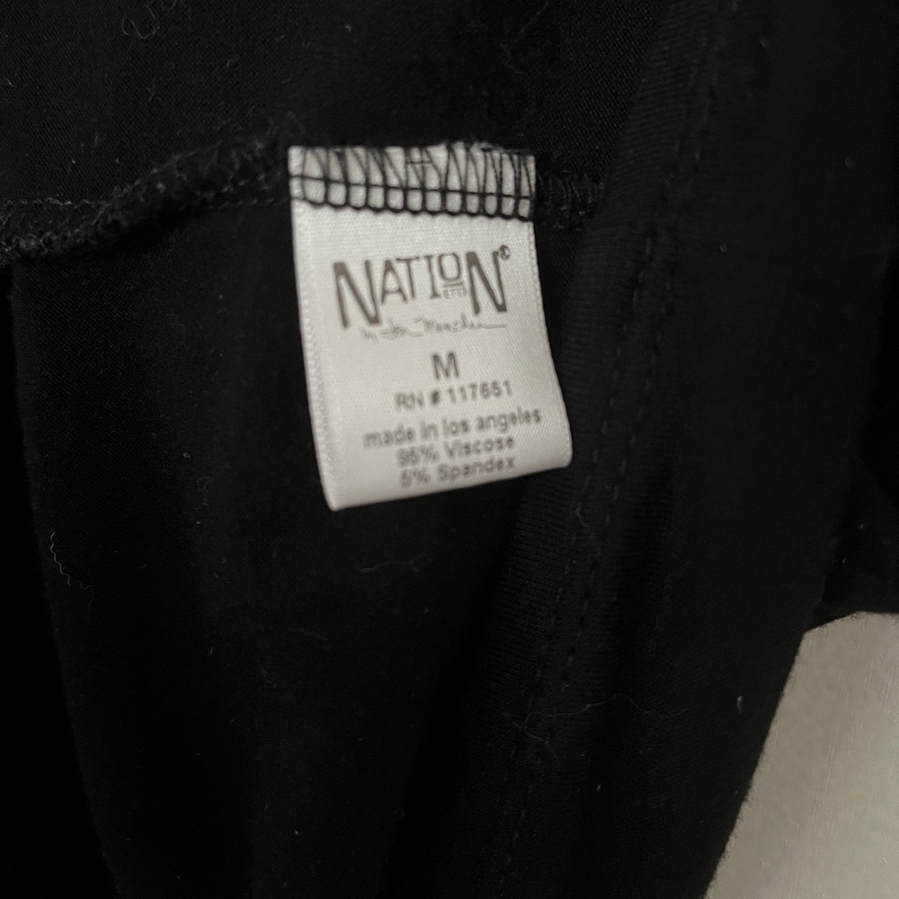 Nation LDT (M) Jersey Mini Midi Dress Black Stretchy Rayon Sleeveless - Picture 3 of 7